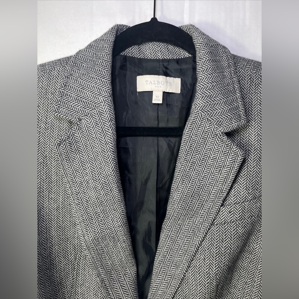 Talbots Gray Herringbone Blazer size 10